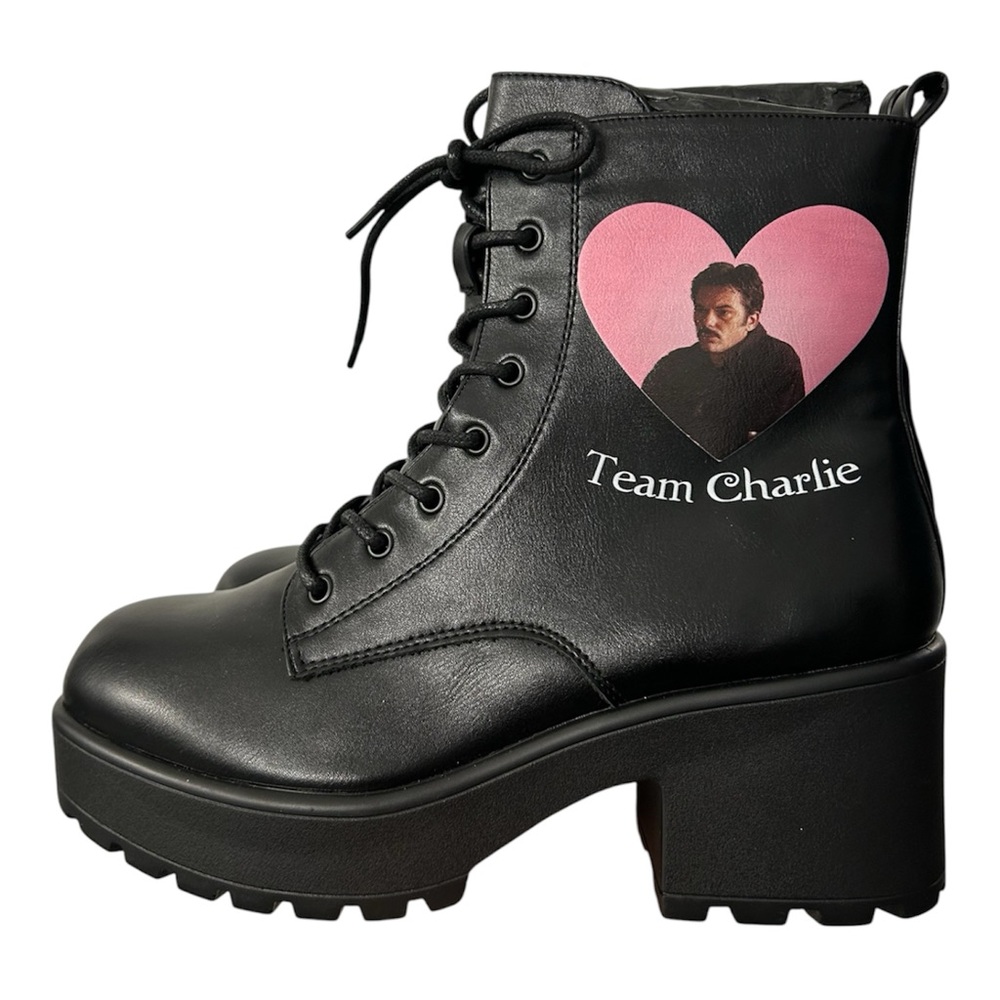 KOI x Twilight Saga / Dolls Kill Black Moto Boots Team Charlie Size 8